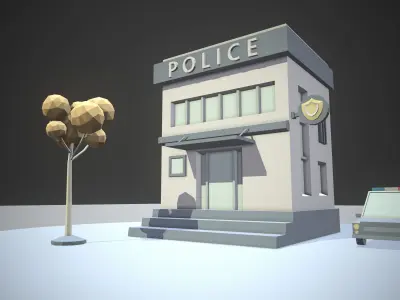 Police Station - Low Poly Assets Low-poly 3D model Low-poly 3D model