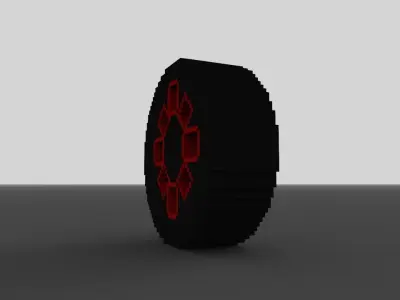 Voxel Wheel Low-poly 3D model