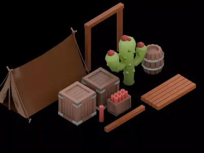 Editing Low Poly Mining Camp Modular Asset Pack Low-poly 3D model