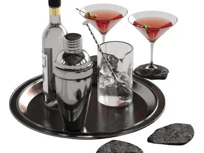 Cocktail decor set 3 3D model