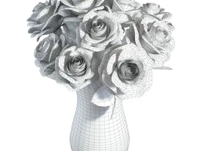 Flower Set 02 - Pink Roses Bouquet 3D model