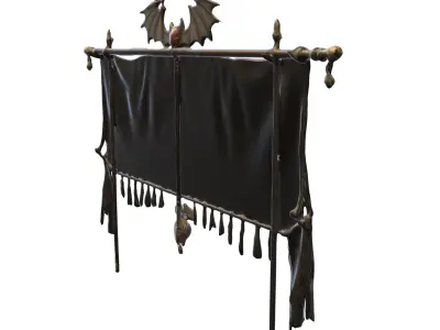 Dark Bat Banner  Gothic Fantasy  Low-poly 3D model