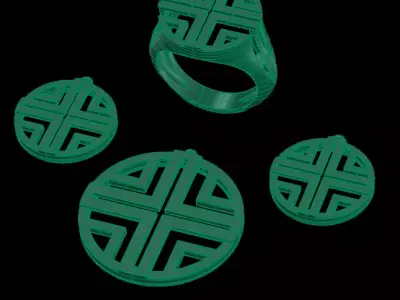 free gold set earring and pendant  Free 3D print model