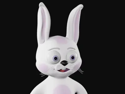 Low Poly Cartoon 3D Rabbit with Stylized Hair and Textures Low-poly 3D model