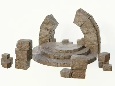 Nature map with objects Low-poly 3D model