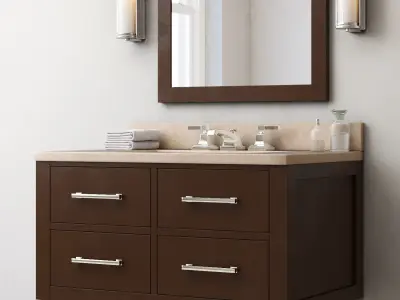RH Hutton single floating vanity espresso 3D model