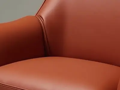 Modern Leather Armchair Rich Brown Upholstered Chair 3D Low-poly 3D model