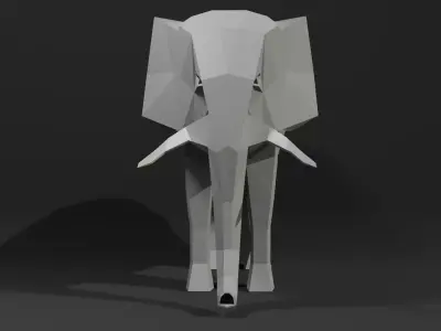 elephant low poly polygonal 3D model