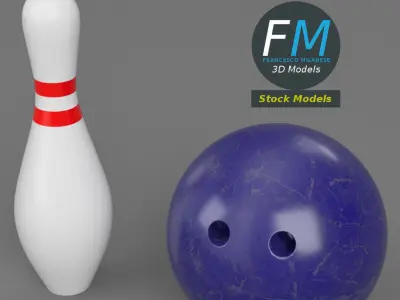 Bowling ball and pin 3D model