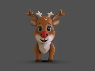 Reindeer Toon Low-poly 3D model