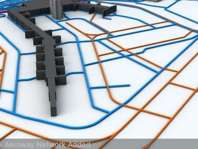 New York JFK Airport Roads Buildings and Public Transport Lines 3D model