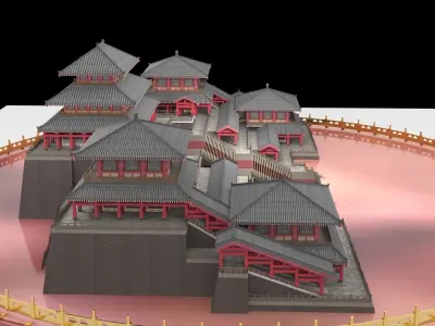 Chinese palace Low-poly 3D model