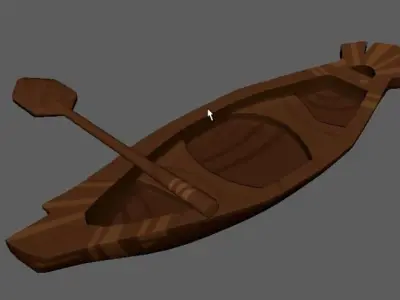 Wood canoe 3D model
