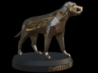 Steampunk English Mastiff Pose Low-poly 3D model