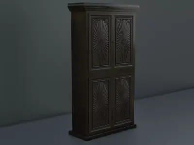 Cabinet tall wooden Free low-poly 3D model
