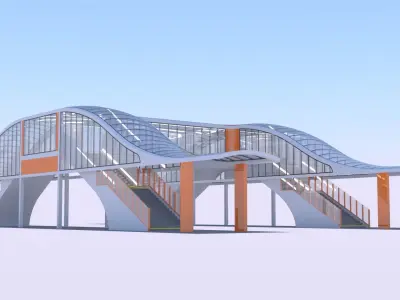 Covered pedestrian bridge II 3D model