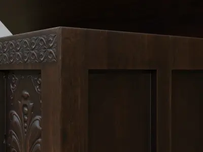 Chest old wooden Low-poly 3D model