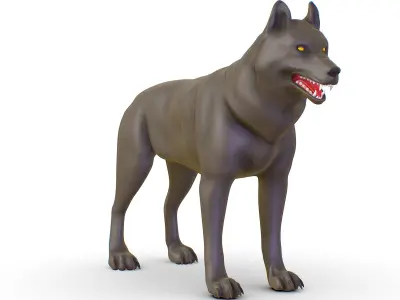 High Poly Model Grey Wolf Low-poly 3D model