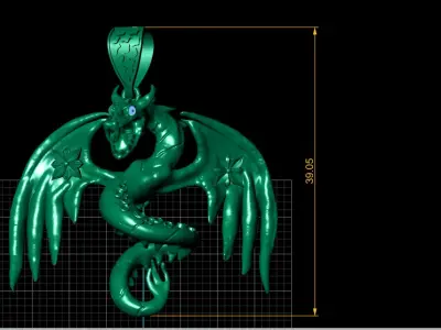 FLYING  TRAGON PENDANT P3D PRINTABLE MODEL  3D print model