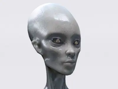 Alien Woman Bust  Low-poly 3D model
