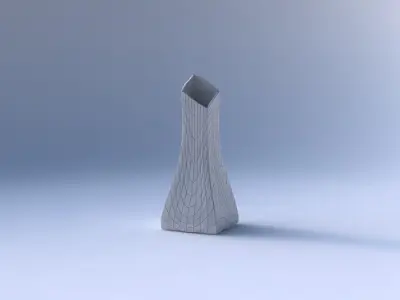 Vase squeezed and bent rectangle 2 with wavy grid plates 3D print model