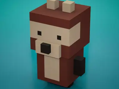 Voxel - Bear Low-poly 3D model