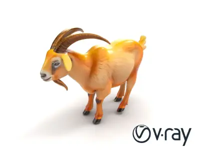 Mountain Goat with Curved Horns 3D model pack Low-poly 3D model