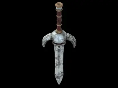 Skull Sword Low Poly Low-poly 3D model