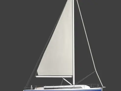 Sailing Boat Bavaria Cruiser 37 Low-poly 3D model