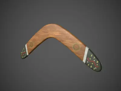 Boomerang wooden arrowhead Low-poly 3D model