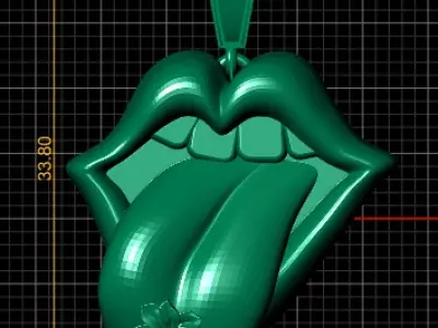 MOUTH TOUNGH FLOWER DESIGN PENDANT 3D PRINTABLE MODEL 3D print model