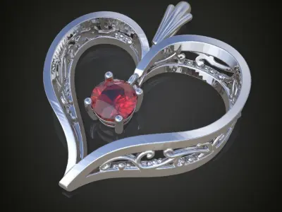 Heart Pendant  3D 0111 printable model 3D print model