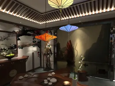 Chinese Red Lantern room 3D model