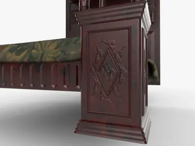Renaissance style bed 1 Low-poly 3D model