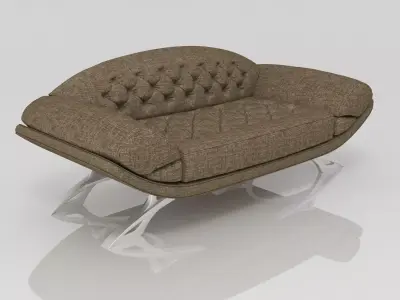 Sofa 3d model modern with chrome legs 3D model