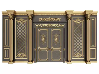 Boiserie Classic Wall with Mouldings 04 Black Low-poly 3D model