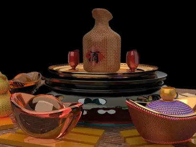 Chinese gold Ingot  3D model