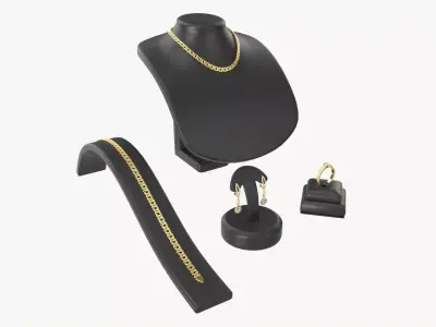 Jewelry store display stands with jewelry 3D model