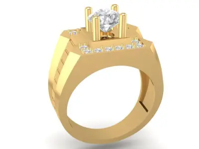 Luxury Square Diamond Men Ring 3D Model 647 3D print model
