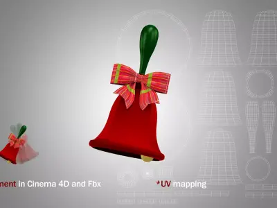 Hand Bells Red 3D Model 3D model