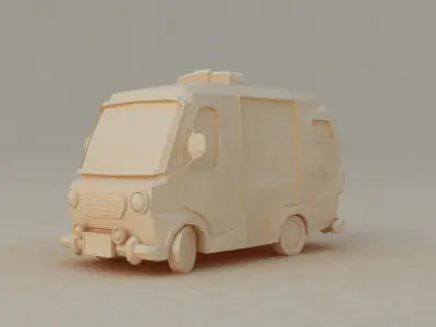 Police car sedan interior cute little collection toon 3D model