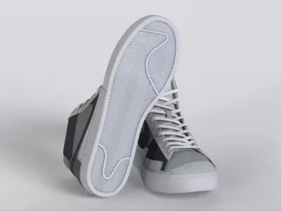 A Greyscale Aesthetic Looms Over The Nike Blazer Mid 77  Low-poly 3D model