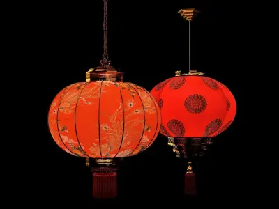 Chinese red lantern  Low-poly 3D model 8