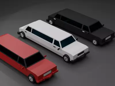 limousine car Low-poly 3D model