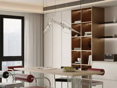 Modern living room dining room interior scenes 255 3D model