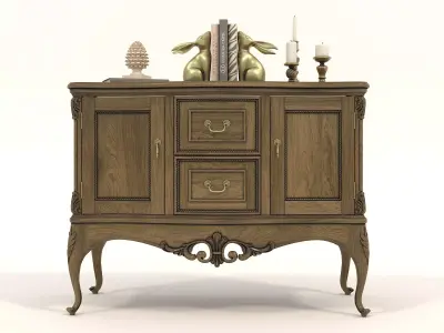 Classic European style Sideboard and Decoration 6 3D model