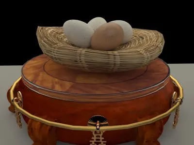Chinese display stand with egg nest 3D model