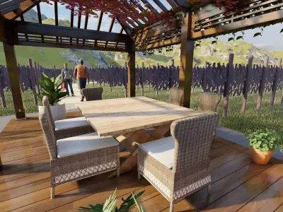 Agriculture landscape model Grapevine design  Low-poly 3D model