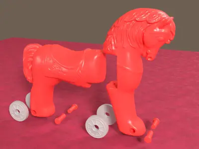 Articulated Vintage Horse on Wheels Toy 3D print model