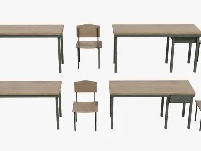 Military Desk Chair Low-poly 3D model